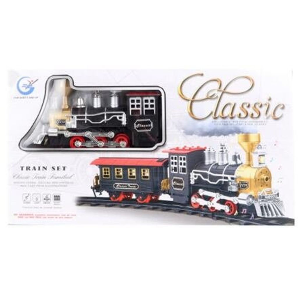 Eisenbahnstrecke mit rauchender Lokomotive