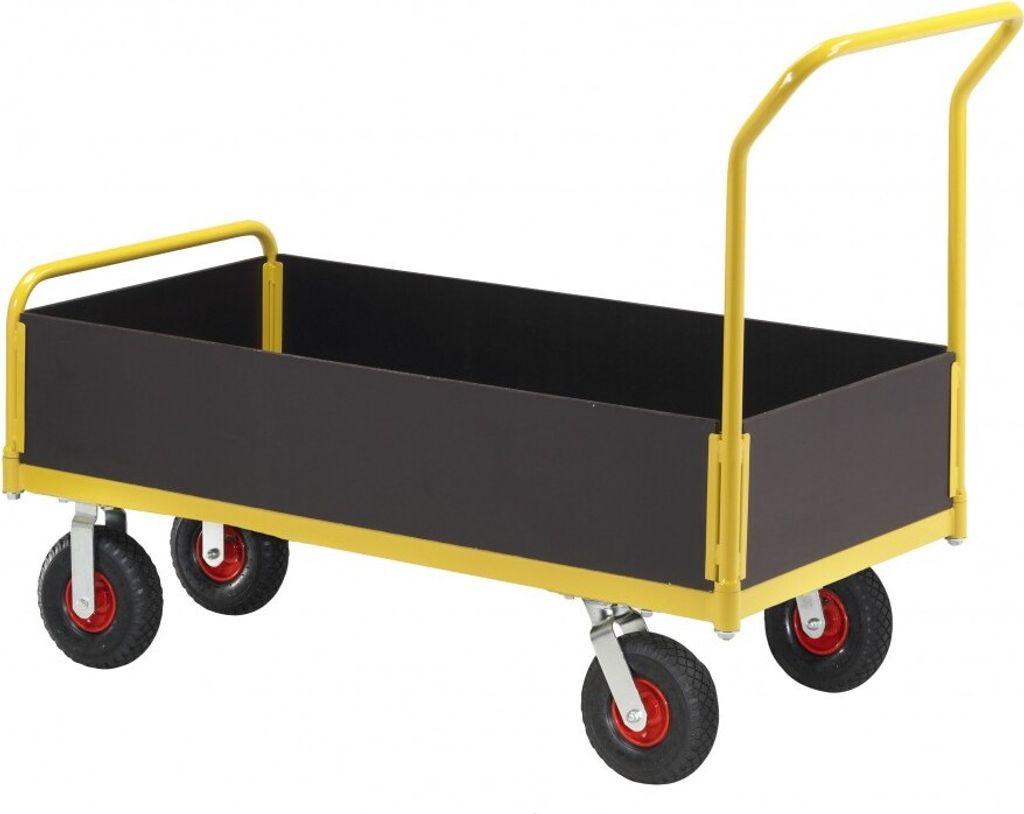 RAVENDO TW 1000L LWS Plattformwagen Transportwagen 0,6x1,0m PolyurethanRad Wand niedrig