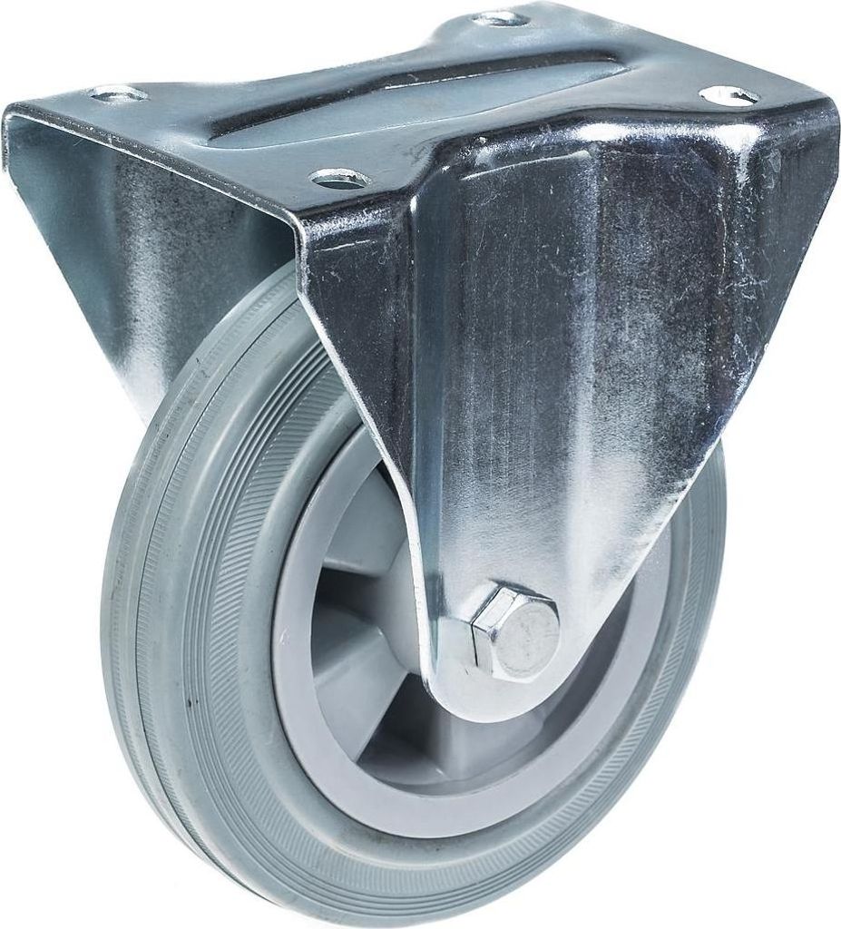 160mm 6" Lenkrolle grau gummibereift feststehend stark 135kg Tragkraft