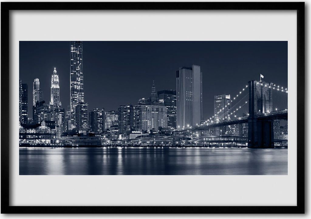Bild 100x70 MDF-Rahmen Wandkunst Bridge City Architektur