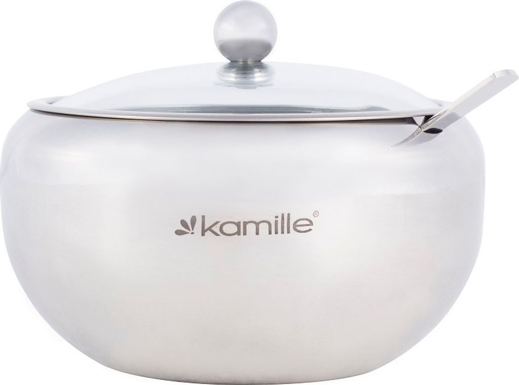 Edelstahl-Zuckerdose mit Löffel 560 ml KAMILLE KM-7003