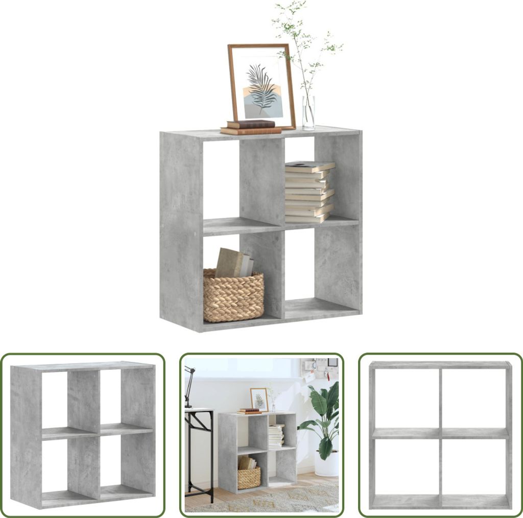 The Living Store Bücherregal Betongrau 68,5x32x68,5 cm Holzwerkstoff