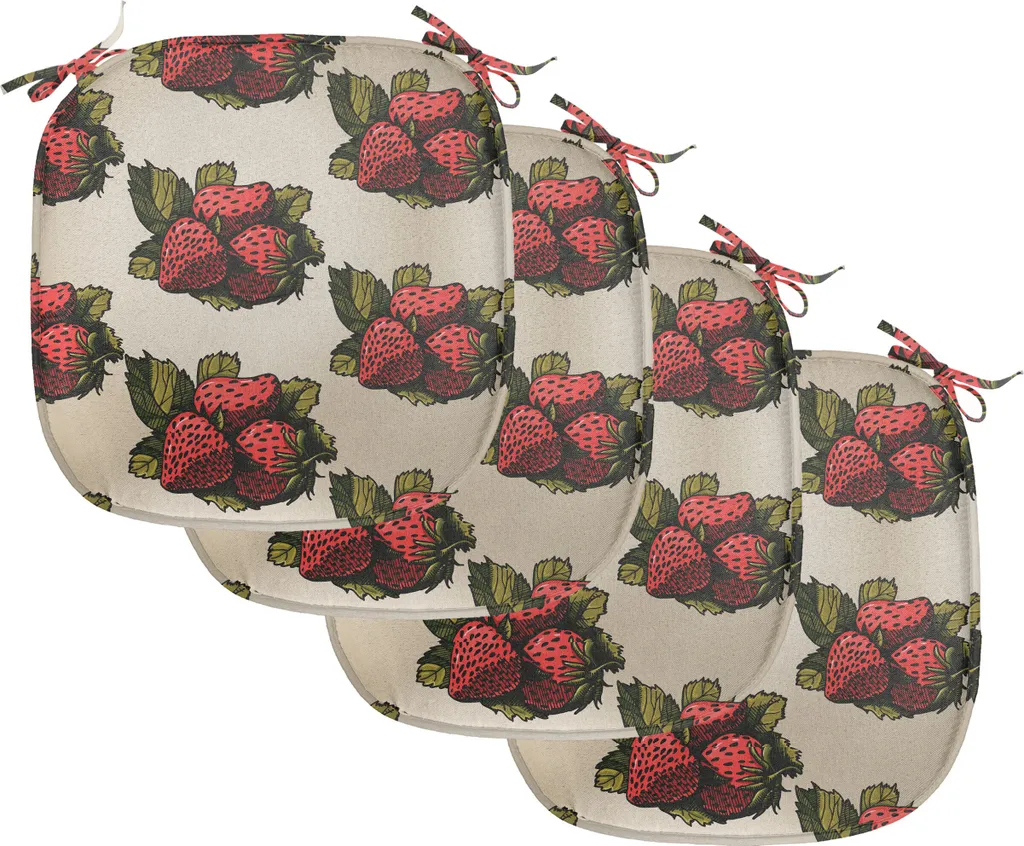 Lot 4 Galettes de Chaise Fruits Décoratives avec Attaches 40x40 cm