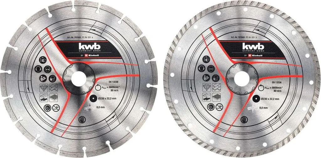 Disque diamant 230mm anti-échauffement pour coupe rapide lot de 2 pièces