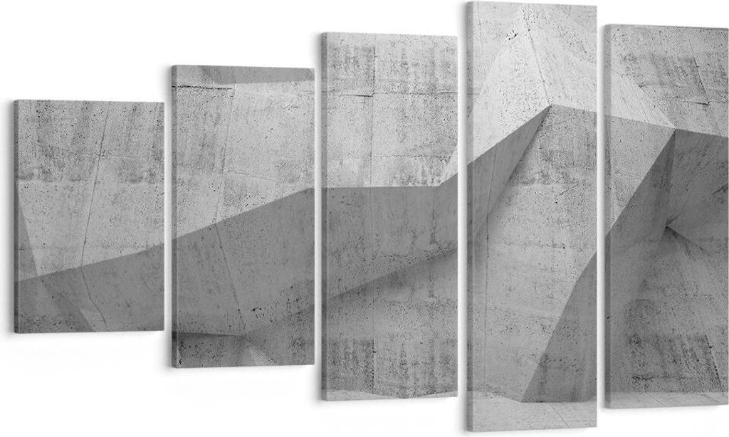 Bild auf Leinwand - Leinwandbild - 5 Teile - Beton Wand Grau - 100x60cm - Wand Bild - Wanddeko - Wandbilder - Leinwanddruck - Bilder - Wanddekorati...