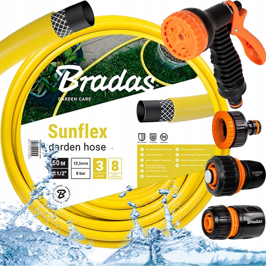 Bradas Set Gartenschlauch SUNFLEX 1/2" 20m | 3 Anschlüsse | Produktbild 