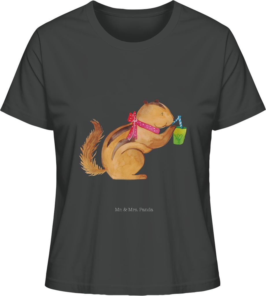 Mr. & Mrs. Panda Oberteil Damen Eichhörnchen Smoothie Größe M - Anthrazit - Geschenk, Lustige Sprüche, Abnehmen, Kurzarmshirt, T-Shirt, Green S...