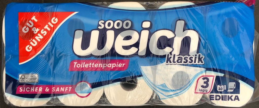 72 Rollen Klopapier Toilettenpapier Toiletten-Papier WC-Papier 3 lagig 150 Blatt 