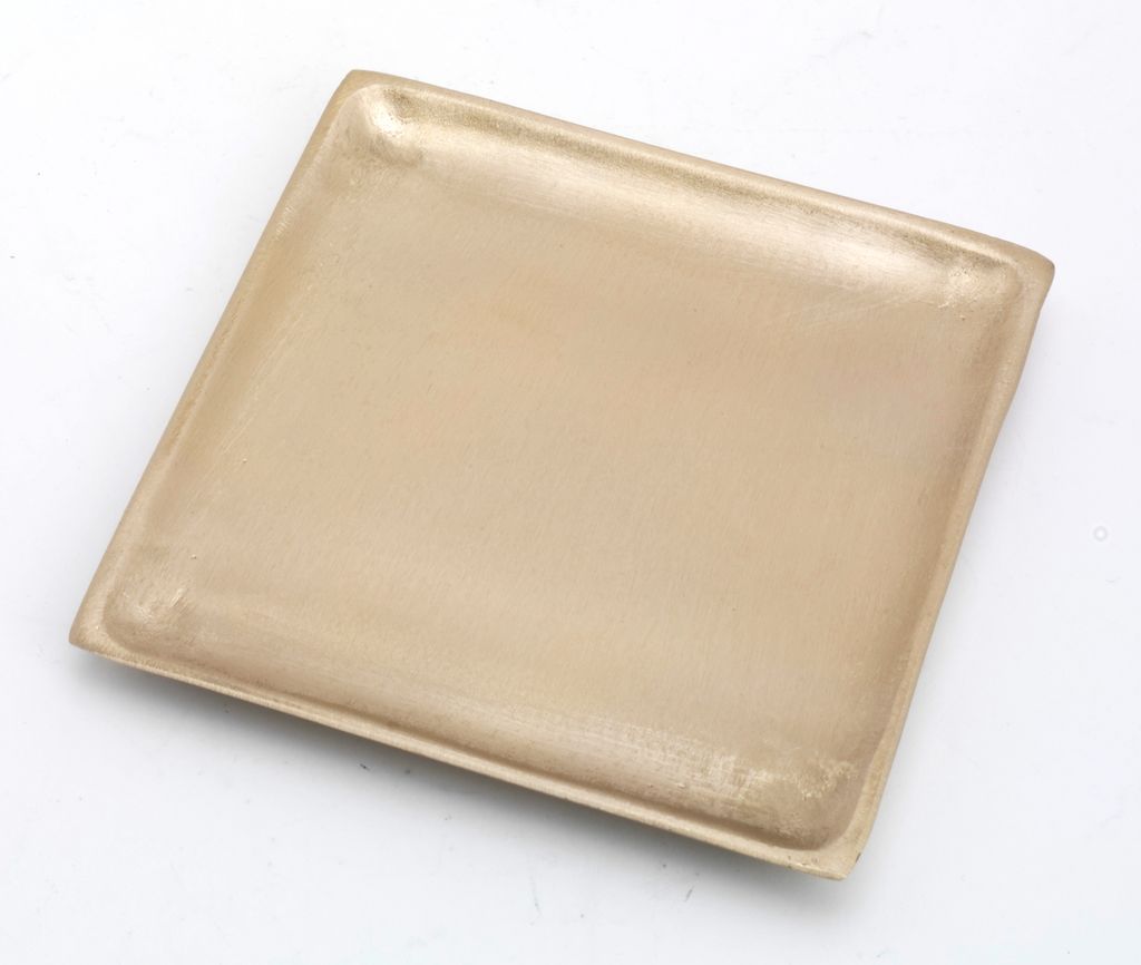 Kerzenteller quadrat Messing matt satiniert 9 x 9 cm für Kerzen, Dekoteller
