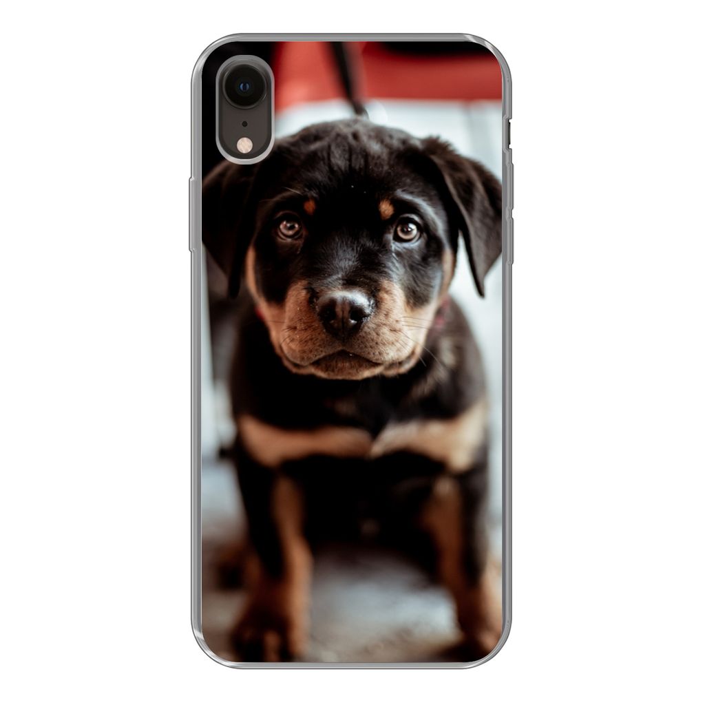 MuchoWow Handyhülle Schutzhülle Hülle für iPhone XR Jung - Hund - Kamera Silikon Softcase Handy Hülle - Schutzdeckel
