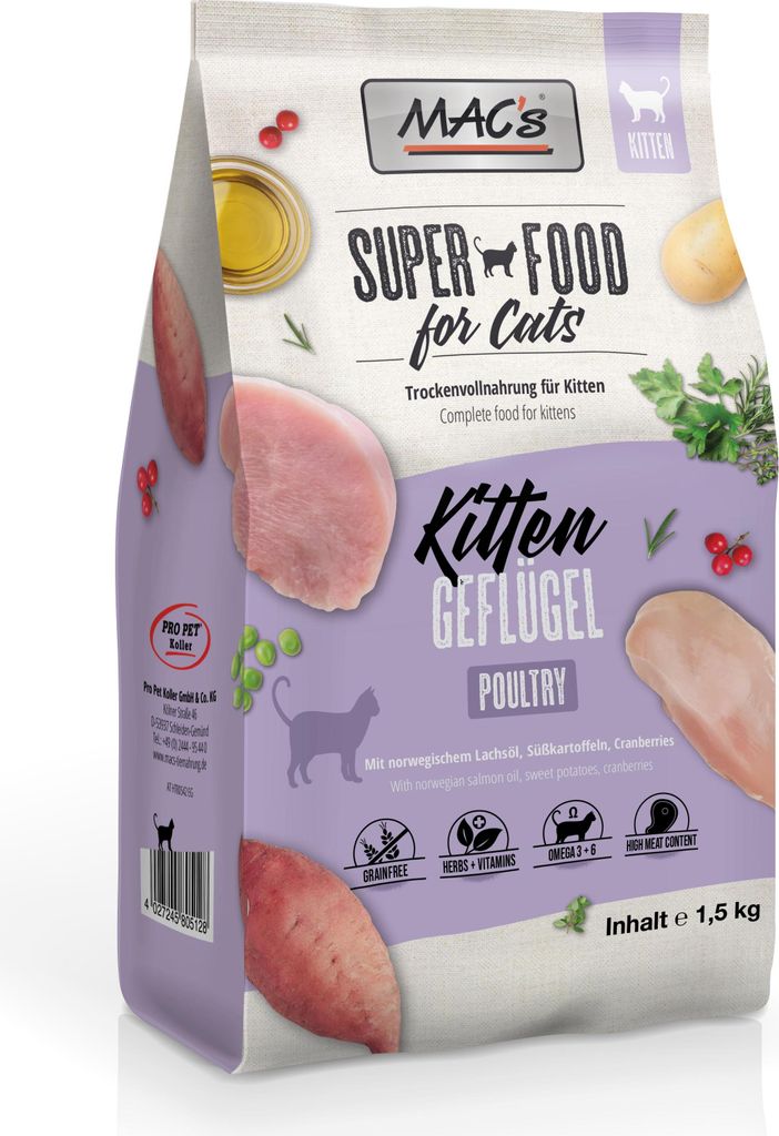 MAC's Kitten - Geflügel, Kitten, jede Rasse, Geflügel, 1,5 kg, Getreidefrei