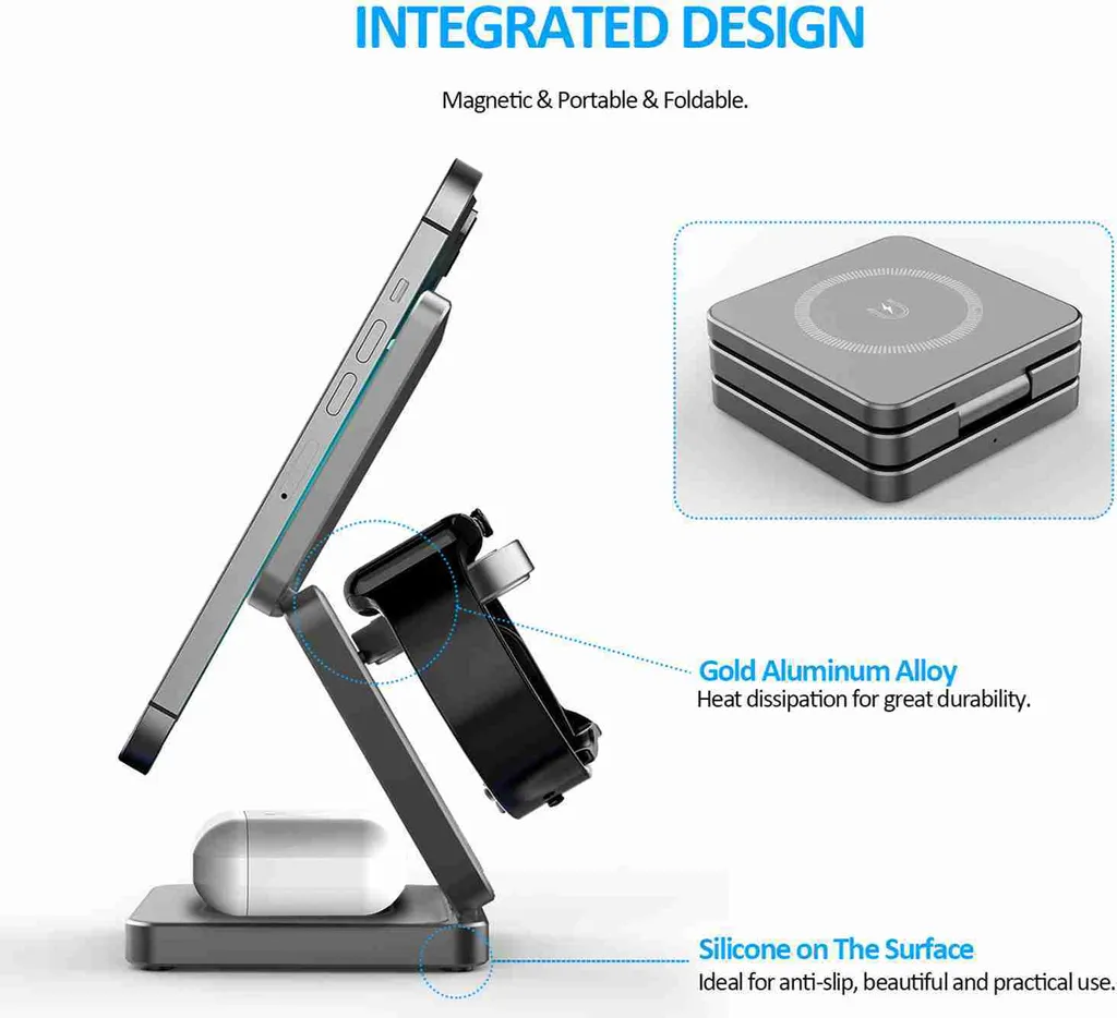 Chargeur sans fil induction multiple et support de bureau ergonomique - 3