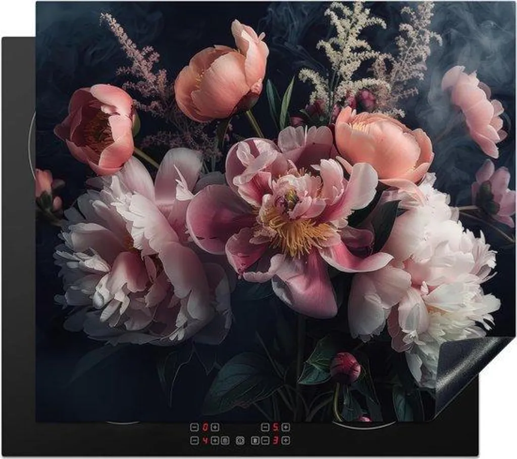 Protège-plaque Induction Vinyle Souple 60x52 cm avec Imprimé Fleuri