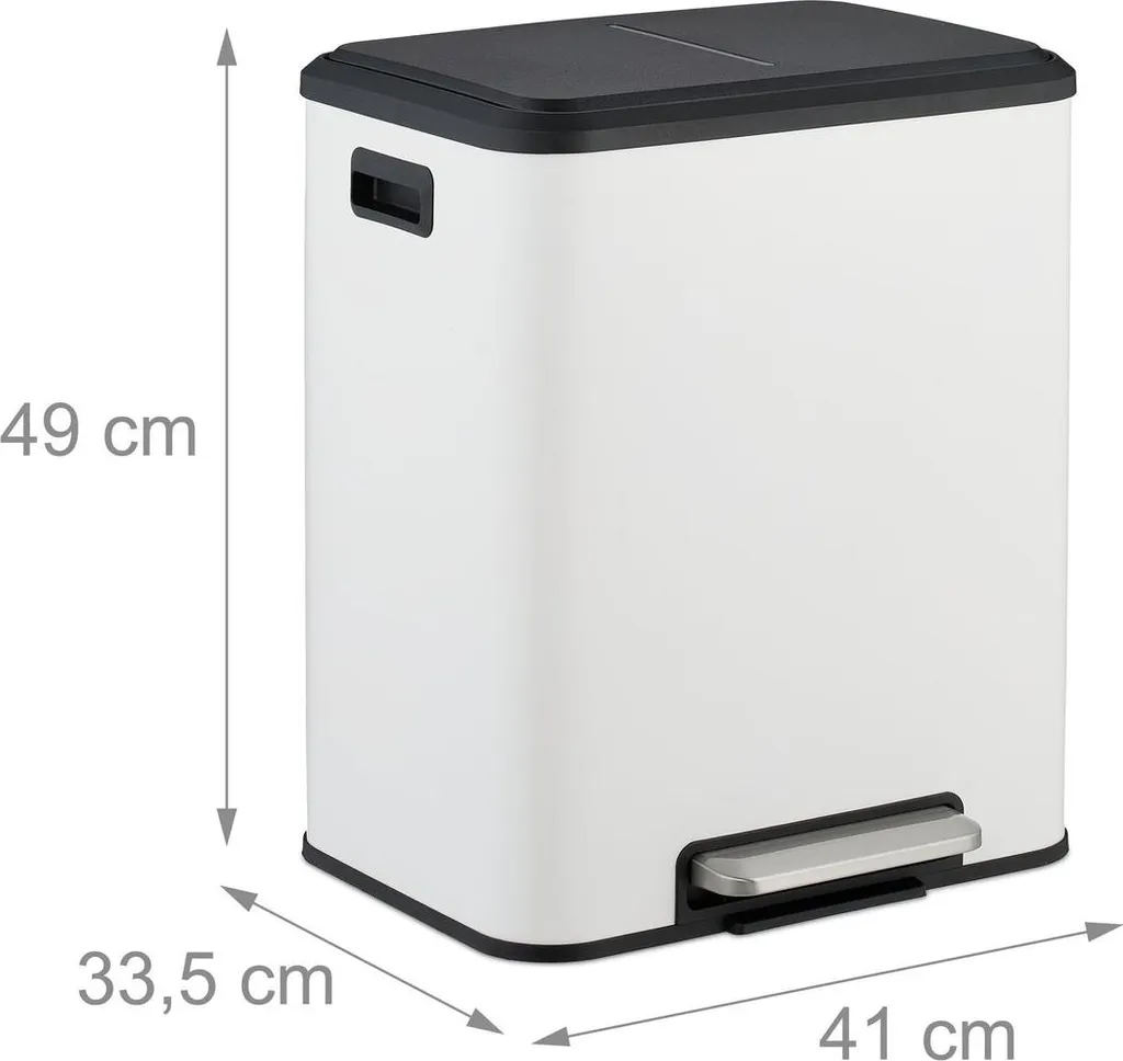 Poubelle de cuisine double compartiment 15L tri sélectif compacte - Gris