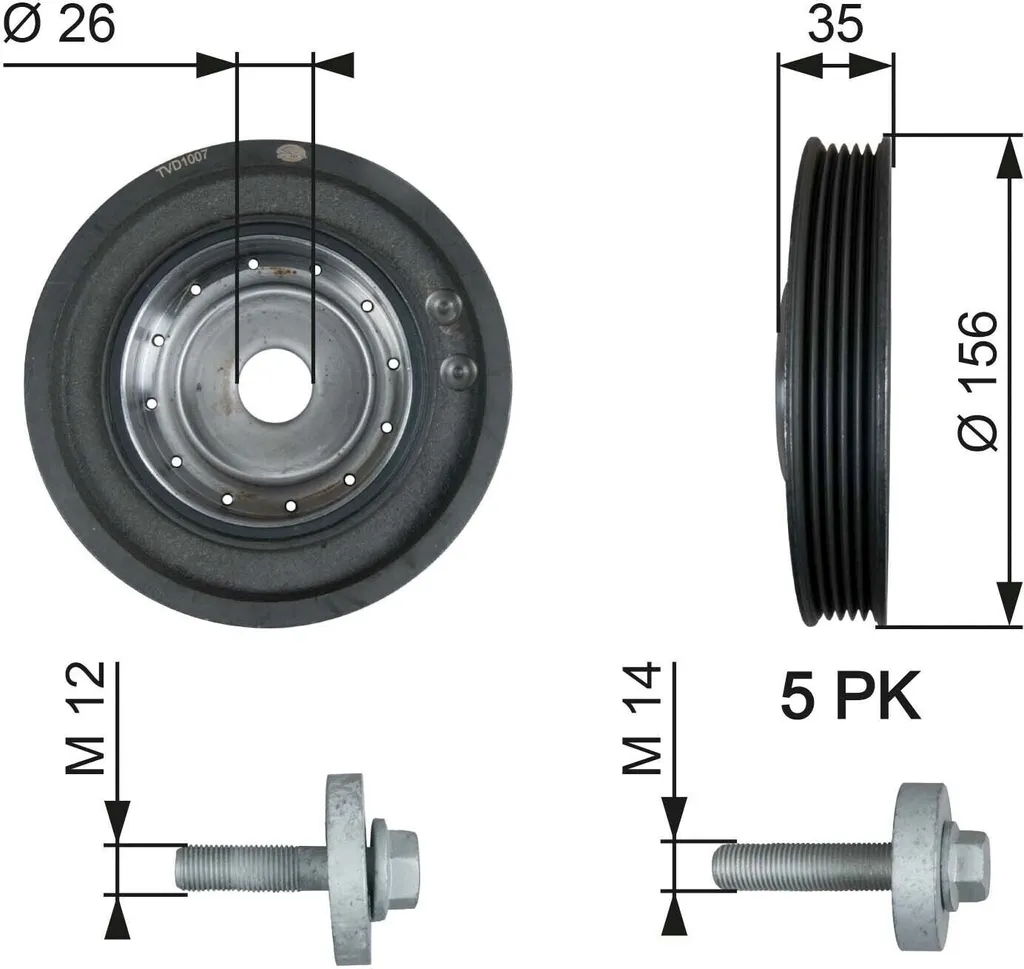 Poulie Damper Vilebrequin pour Renault Kangoo, Clio III et Modus Diesel