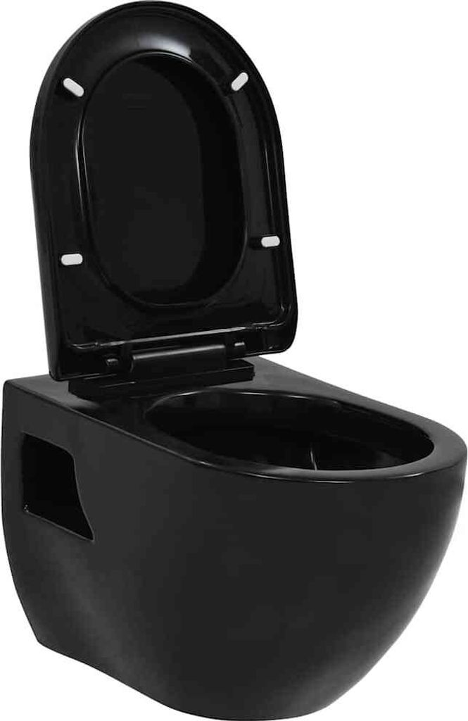 vidaXL Wand-WC Keramik Schwarz