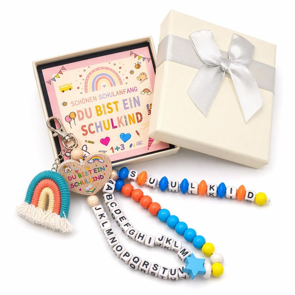 Einschulungs-Anhänger für Jungen mit Geschenkbox – Produktbild 