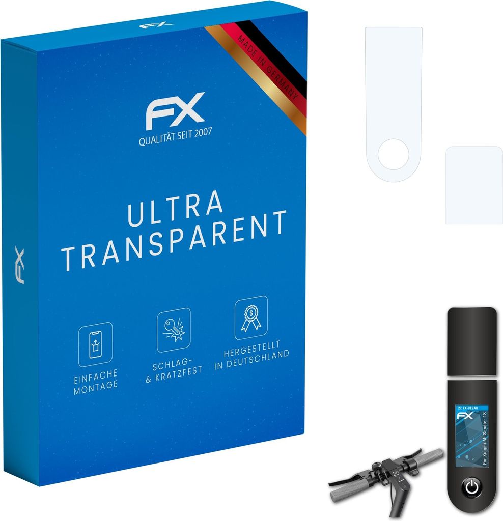 atFoliX FX-Clear 2x Schutzfolie kompatibel mit Xiaomi Mi Scooter 1S Displayschutzfolie
