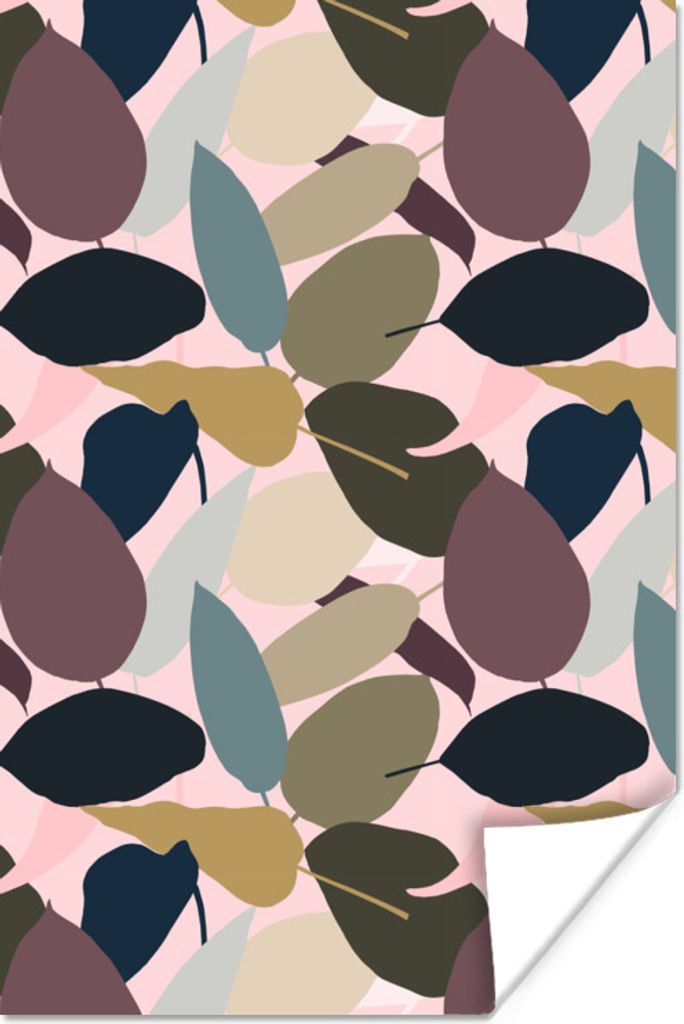 MuchoWow Poster Tropisch - Blätter - Rosa 80x120 cm - Papierdruck