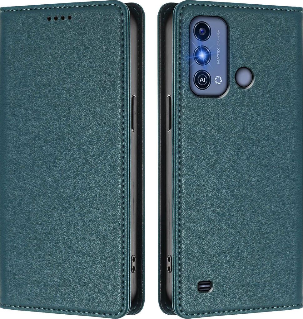 Handyhülle für ZTE Blade A53 Pro, Kunstleder Klapphülle Stoßfeste Magnetische Hülle mit Ständer Grün