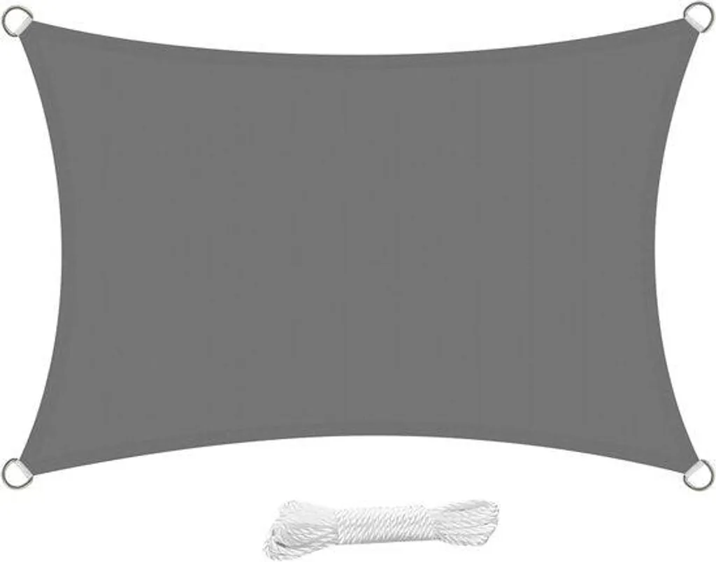 Voile d'ombrage 2x3m grise anti-UV en polyester PES haute résistance