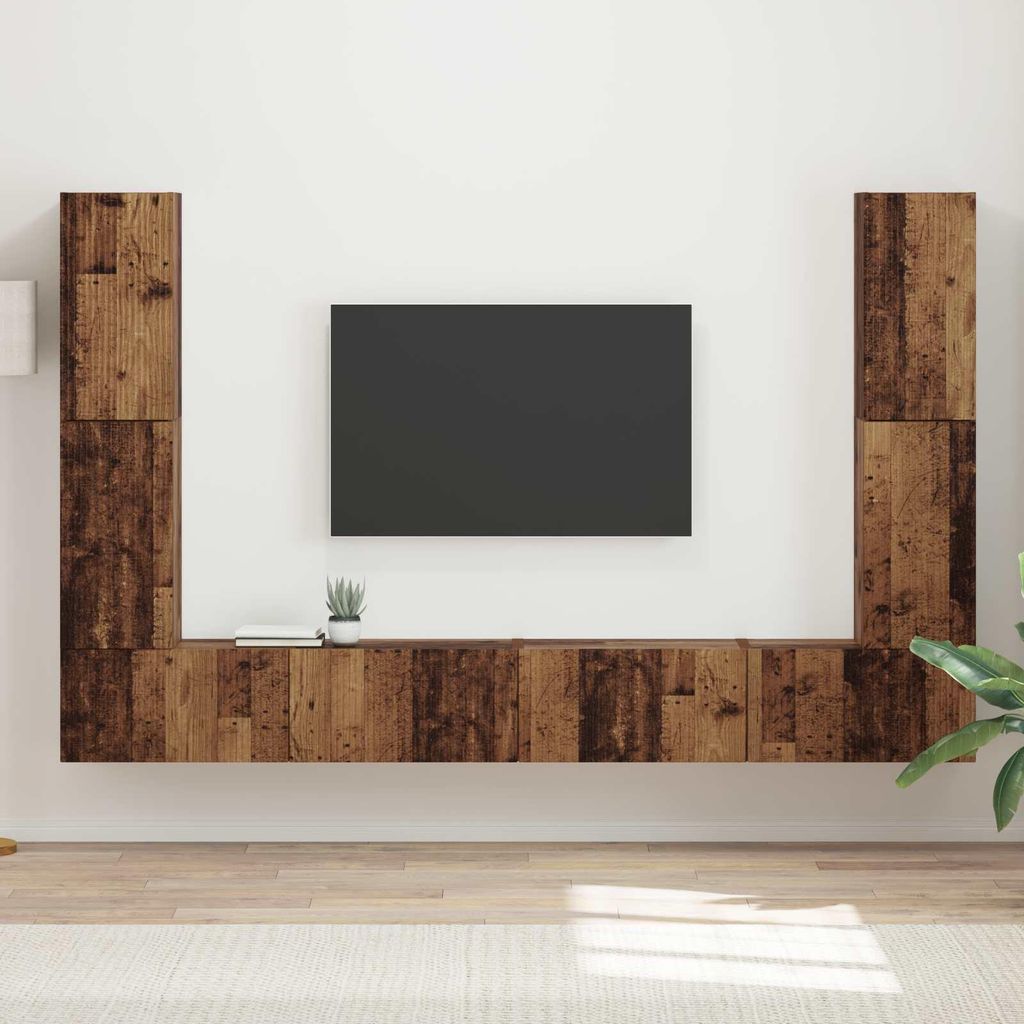 "Schlussverkauf" TV-Schrankset 8 Stück - WohnzimmerTV-Möbel/TV-Tisch - Altholz Holzwerkstoff C14414