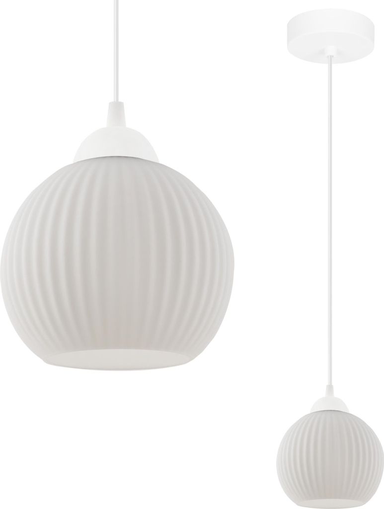 Hängeleuchte Riffle weiß 1-flammig Glas Weiß Kugel E27