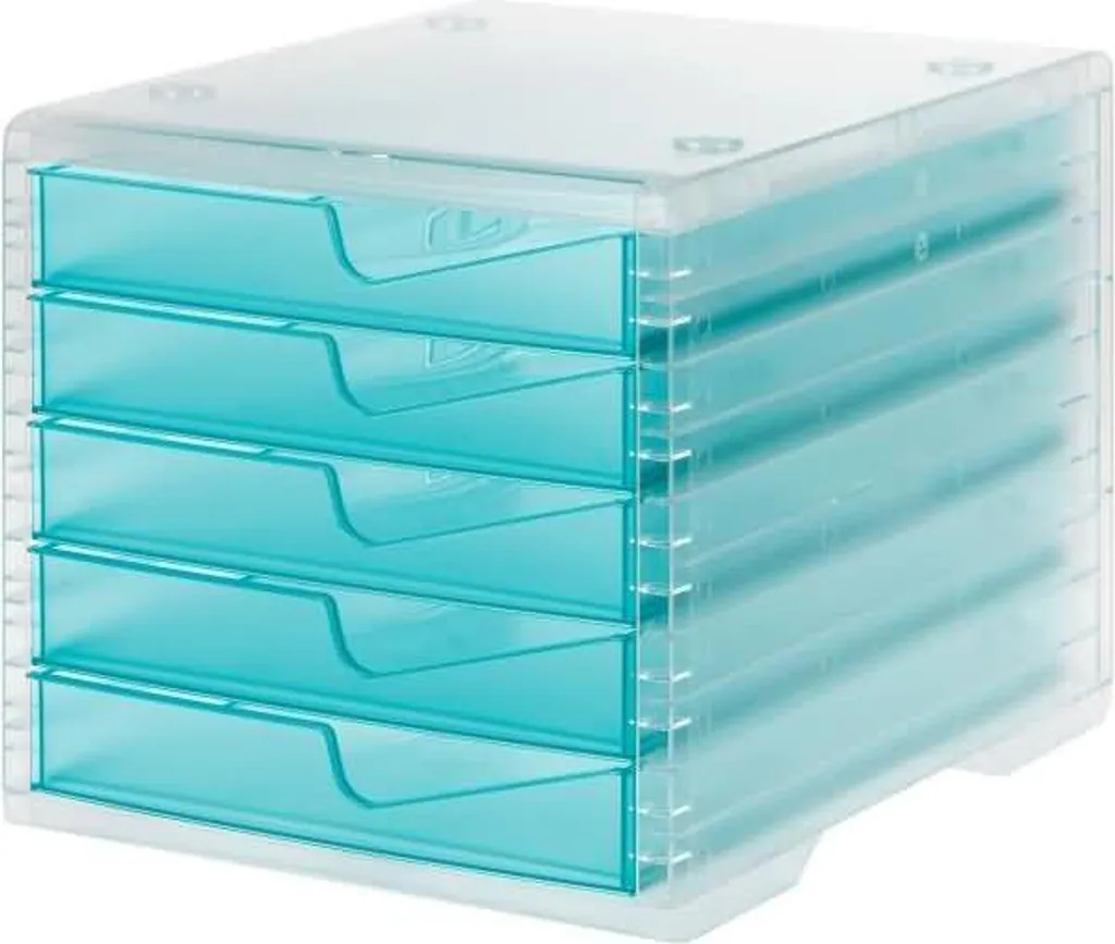 Bloc tiroirs de bureau DIN C4 aqua styroswingbox avec 5 casiers