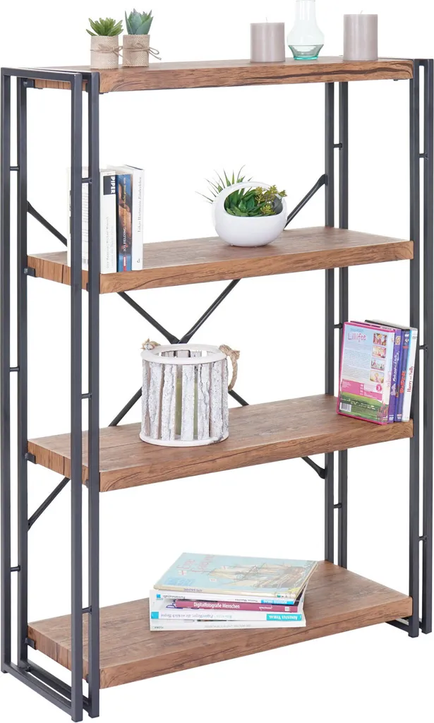 Meuble de rangement pour livres et décoration étagère bois chêne sauvage
