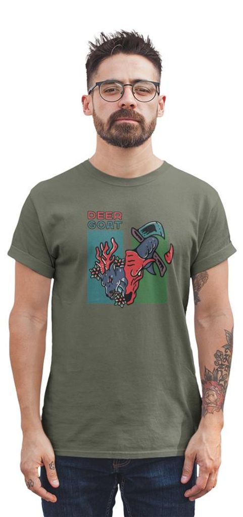 D&B Uni Polo ST00234 Deer Goat MilitärGrün-Größe M