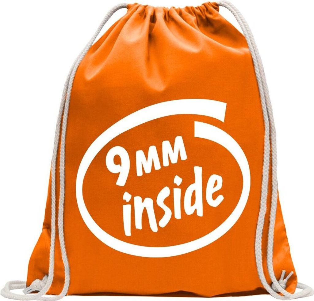 Kiwistar - Turnbeutel - mandarin - 9 mm inside - Fun Rucksack Sport Beutel Gymsack Baumwolle mit Ziehgurt