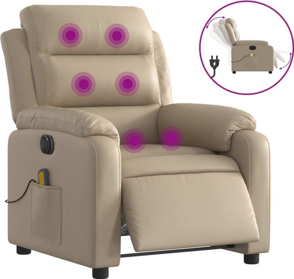 Massagesessel Elektrisch Cappuccino-Braun Kunstleder
