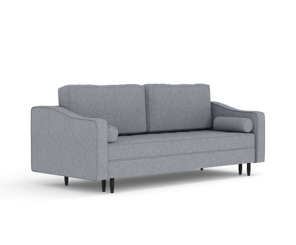 Schlafsofa Livia Interiors Zyia 218x103 cm, Sofa mit Schlaffunktion und Bettkasten, 3-Personen Sofa, Sofabett, Hohe Beine, Webstoff Neve, Grau Farbe