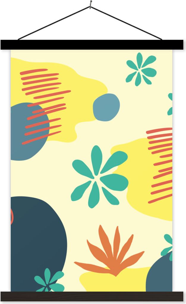 MuchoWow Textilposter Sommer - Flecken - Pastell 60x90 cm mit schwarzem Rahmen - Poster Wohnzimmer