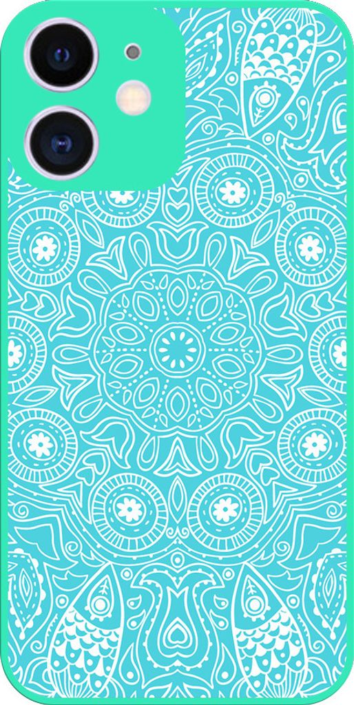 Smartphonica Phone Case Passend für iPhone 12 mit türkisem Mandala-Druck - TPU-Hülle türkisem Mandala-Design - türkis