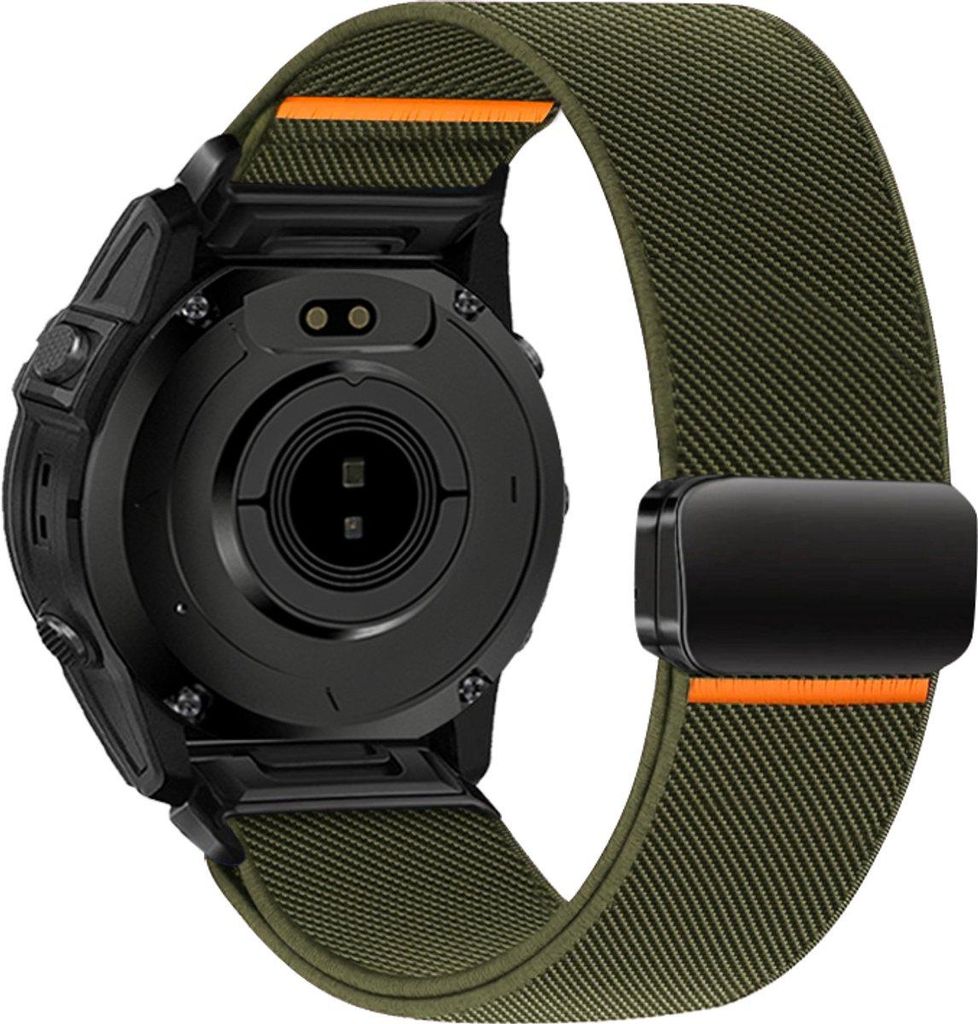 FFO2World Nylonarmband mit Magnet für Garmin Fenix 5/6/7/8 (47 mm), Epix Pro Gen 2 – QuickFit 22 mm, robust & verstellbar, Grün