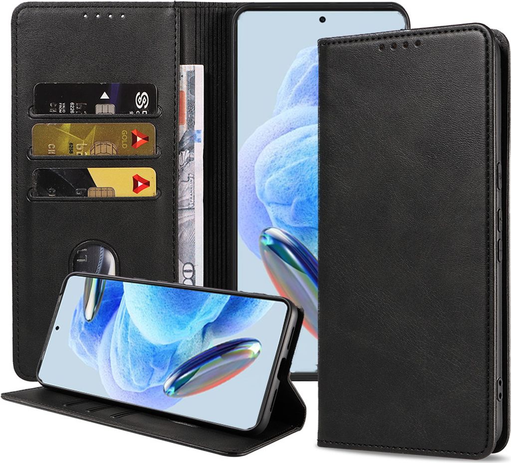 Smartphonica Handytasche passend für Xiaomi Redmi Note 12 Pro 5G Kunstlederhülle mit Magnetverschluss und Kartenhalter Buchhülle mit Klappe - Sc...