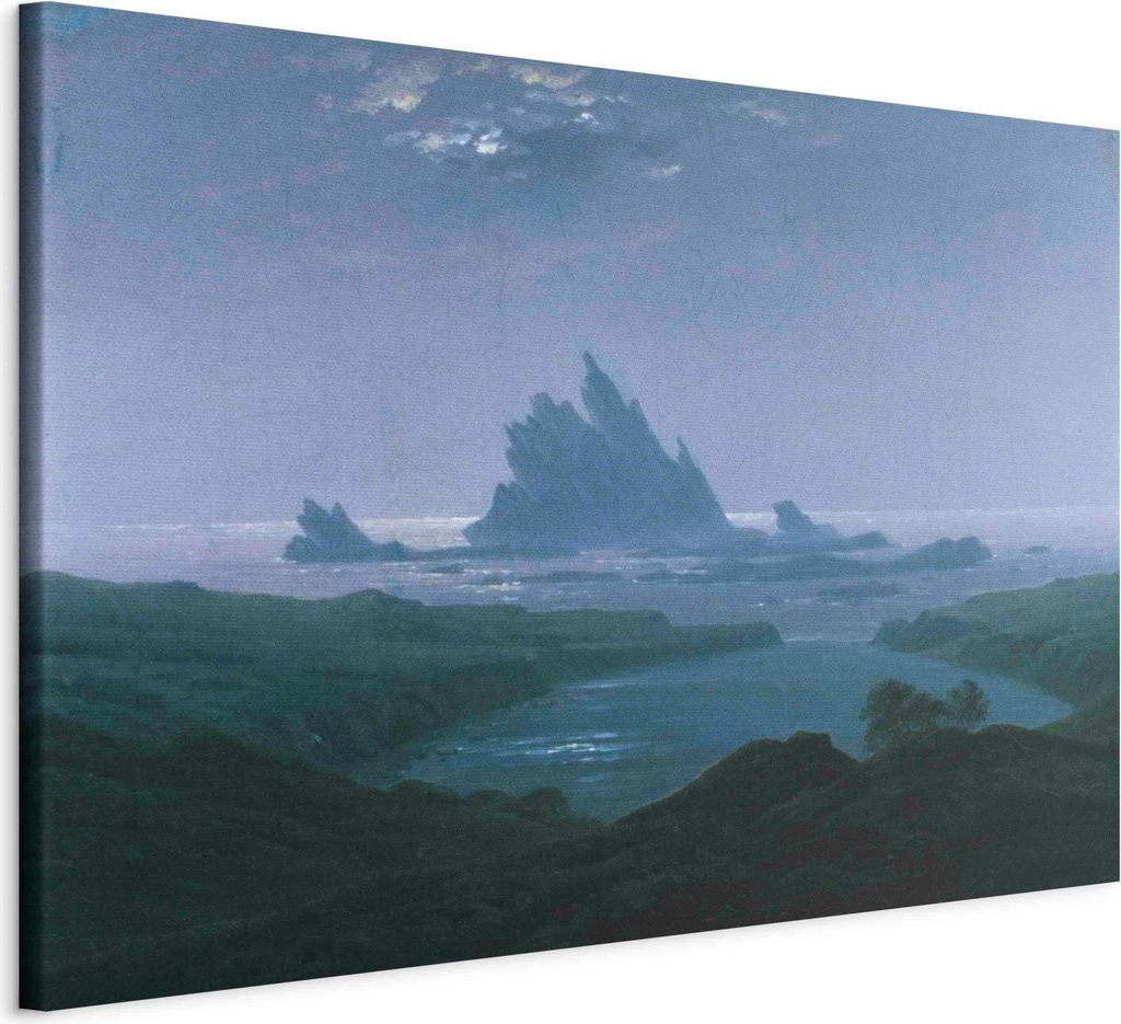 Italienischer Leinwand Leinwandbild - Cliff reef on the beach (Caspar David Friedrich) 60x40 cm Reproduktionen l-F-13406-b-a