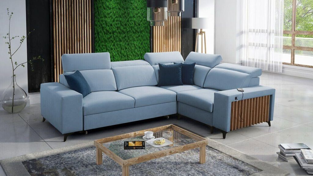Ecksofa Benny II mit Schlaffunktion und Bettzeug-Behälter, mit USB-Anschluss Uttariovelvet2960