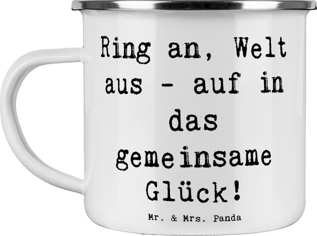Mr. & Mrs. Panda Teetasse Spruch Verlobung Glück - Weiß - Geschenk, Geschenke, Vertrauen, Heirat, Welt aus, Verlobungszeit, Blechtasse, Pott, Lie...