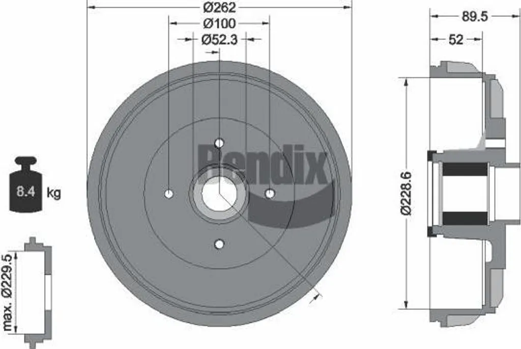 Tambour de Frein pour Renault Clio - Solution Bendix BDM1173 Arrière