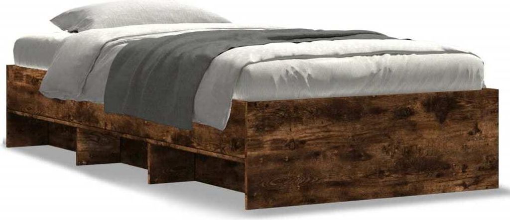 (NEU 2026) Bettgestell moderne, ohne Matratze, Räuchereiche 90x190 cm - Holzwerkstoff - Klassische Betten - 41.2 kg