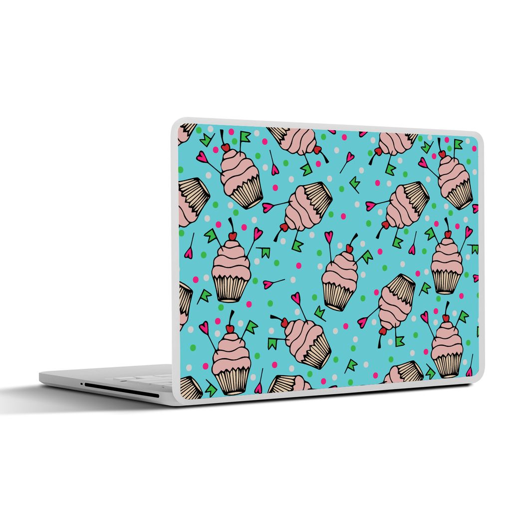 MuchoWow Laptop Aufkleber Sticker Cover Cupcake - Punkte - Party - Muster 40x30 cm - Laptop Dekoration - Selbstklebend