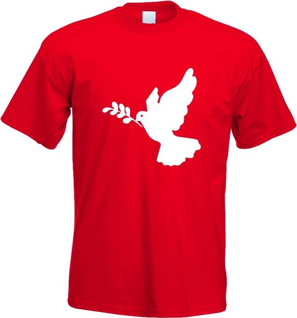 Kiwistar - T-Shirt - rot - Friedenstaube Motiv Bedruckt Funshirt Design Print - mit Motiv Bedruckt - Funshirt Design - Sport - Freizeit - Herren - XXL
