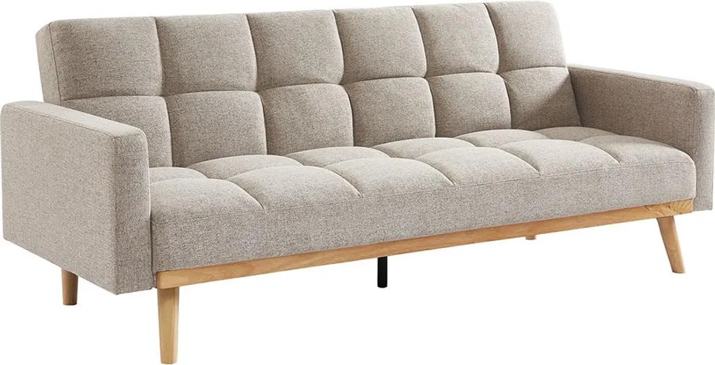 Canapé-lit URBAN en bois d'eucalyptus beige, design moderne convertible