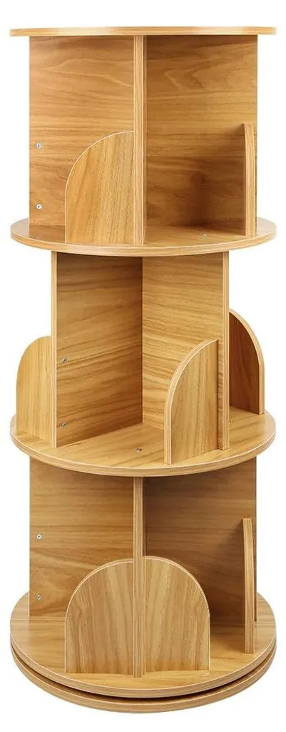 Bibliothèque pivotante en bois naturel à 3 étagères - Design scandinave