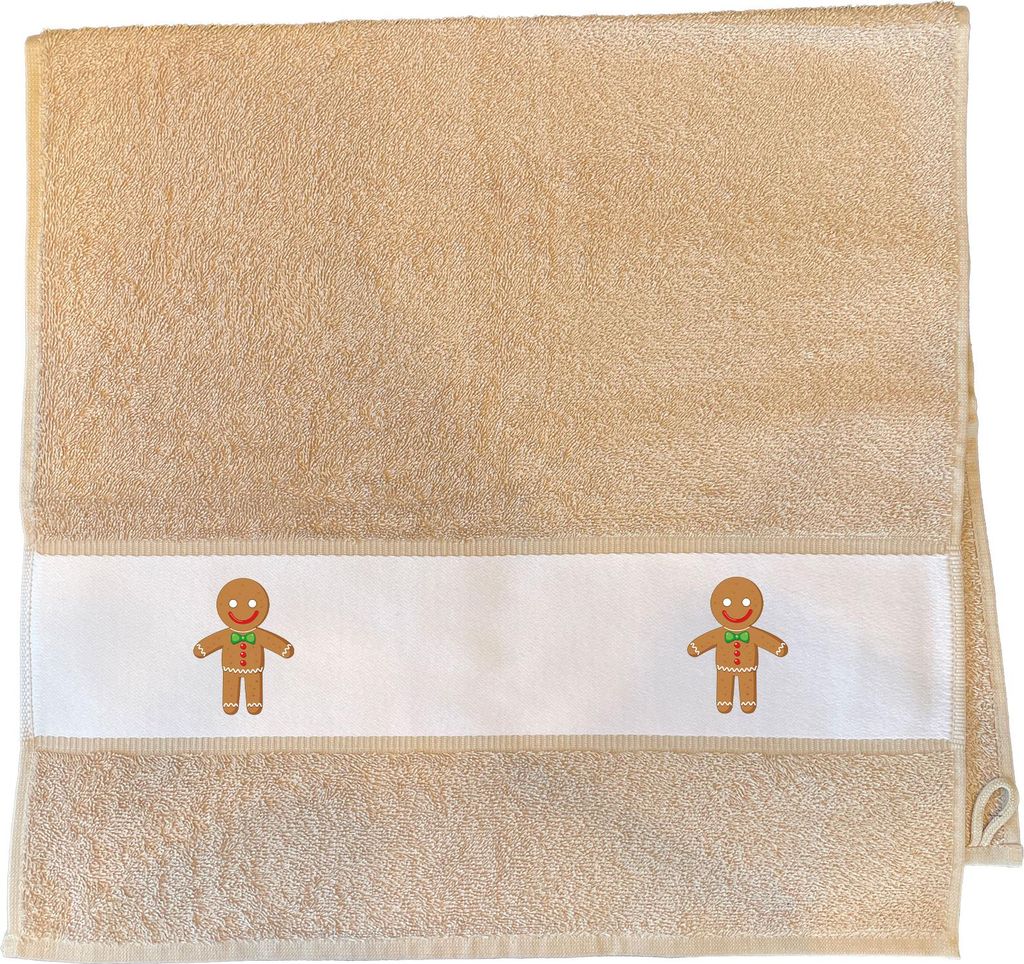 Huuraa Handtuch Lebkuchenmann Lebkuchenfigur 50x100cm Sand Baumwolle Handtuch Geschenkidee