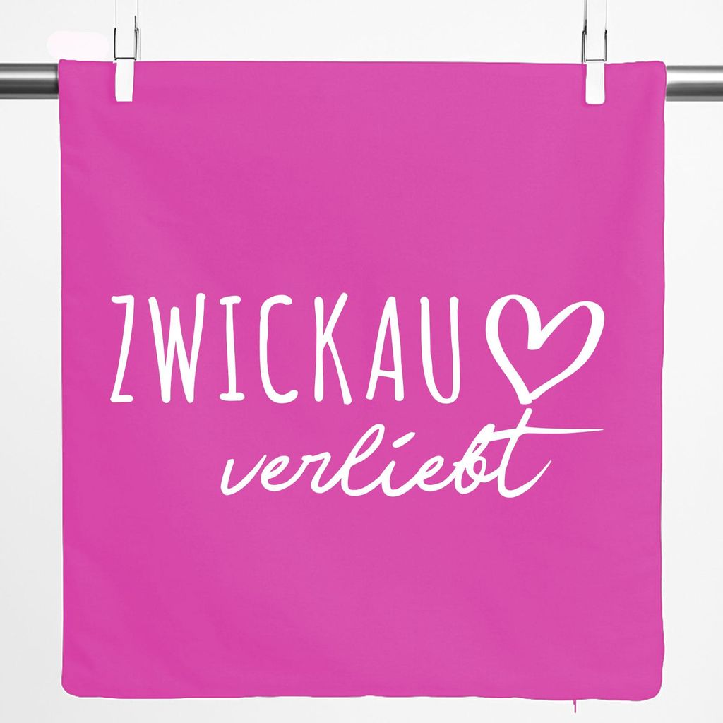 Huuraa Kissenbezug Zwickau verliebt 40x40cm Fuchsia Baumwolle Dekokissenbezug Geschenkidee
