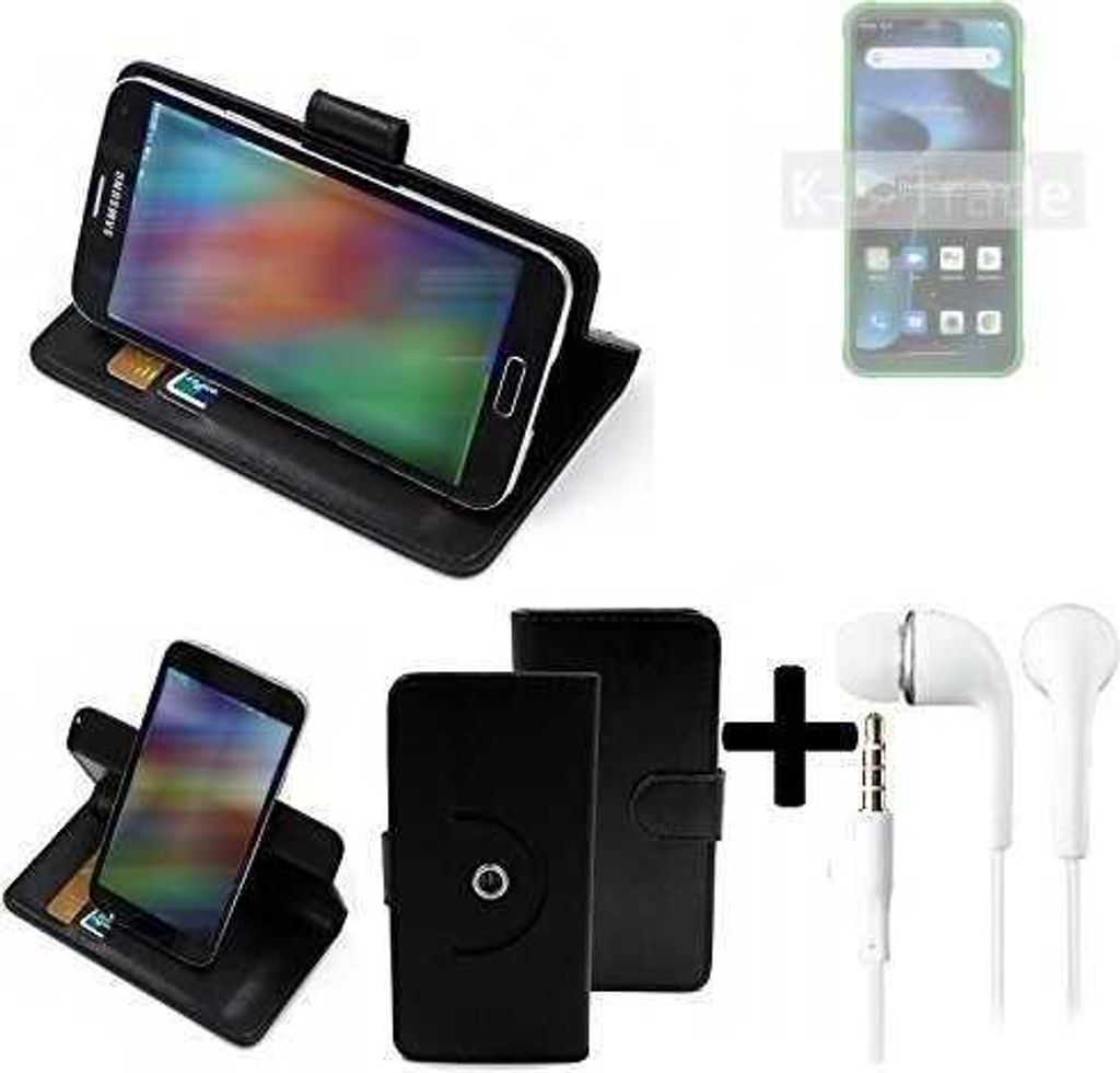 K-S-Trade Handy Hülle Schutz Hülle + Kopfhörer kompatibel mit Blackview BV5200 Handyhülle Flipcase Smartphone Cover Handy Schutz Tasche Walletcase
