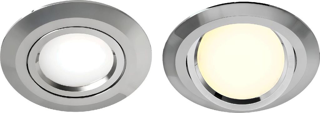 12 / 24 Volt LED Deckenleuchte verchromt, 2 oder 4 Watt, warmweißes Licht 3000K, Einbaustrahler für Wohnmobil & Boot Größe: 2 Watt / 130 Lumen